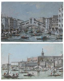Giacomo Guardi - The Ponte Rialto, Venice; The Venetian lagoon and Doge\'s Palace
