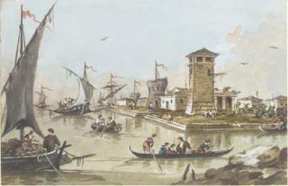 Giacomo Guardi - The port of Malamoco