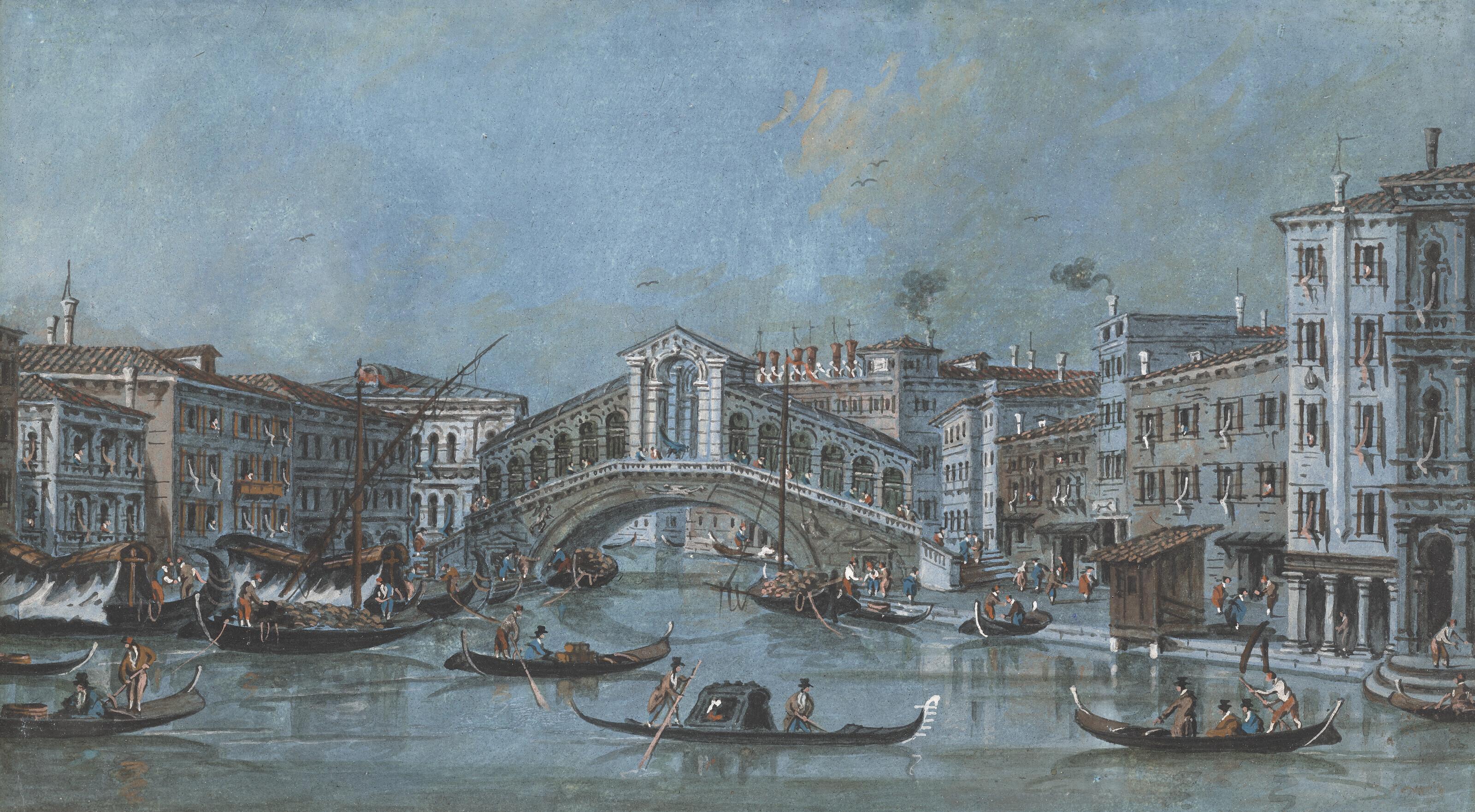 Giacomo Guardi - The Rialto Bridge, Venice