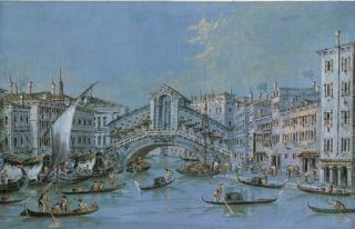 Giacomo Guardi - The Rialto Bridge, Venice