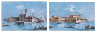 Giacomo Guardi - Two Views Of Venice: A) Isola Di San Mattia Di Murano   B) Isola Si San Lazzaro Degli Armeni 