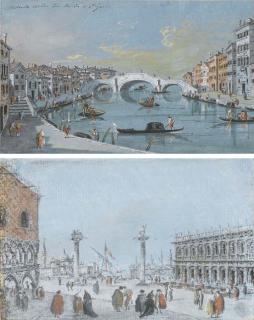 Giacomo Guardi - Une vue de la Piazzetta, Venise; et Une vue du pont Tre Archi, San Giobe