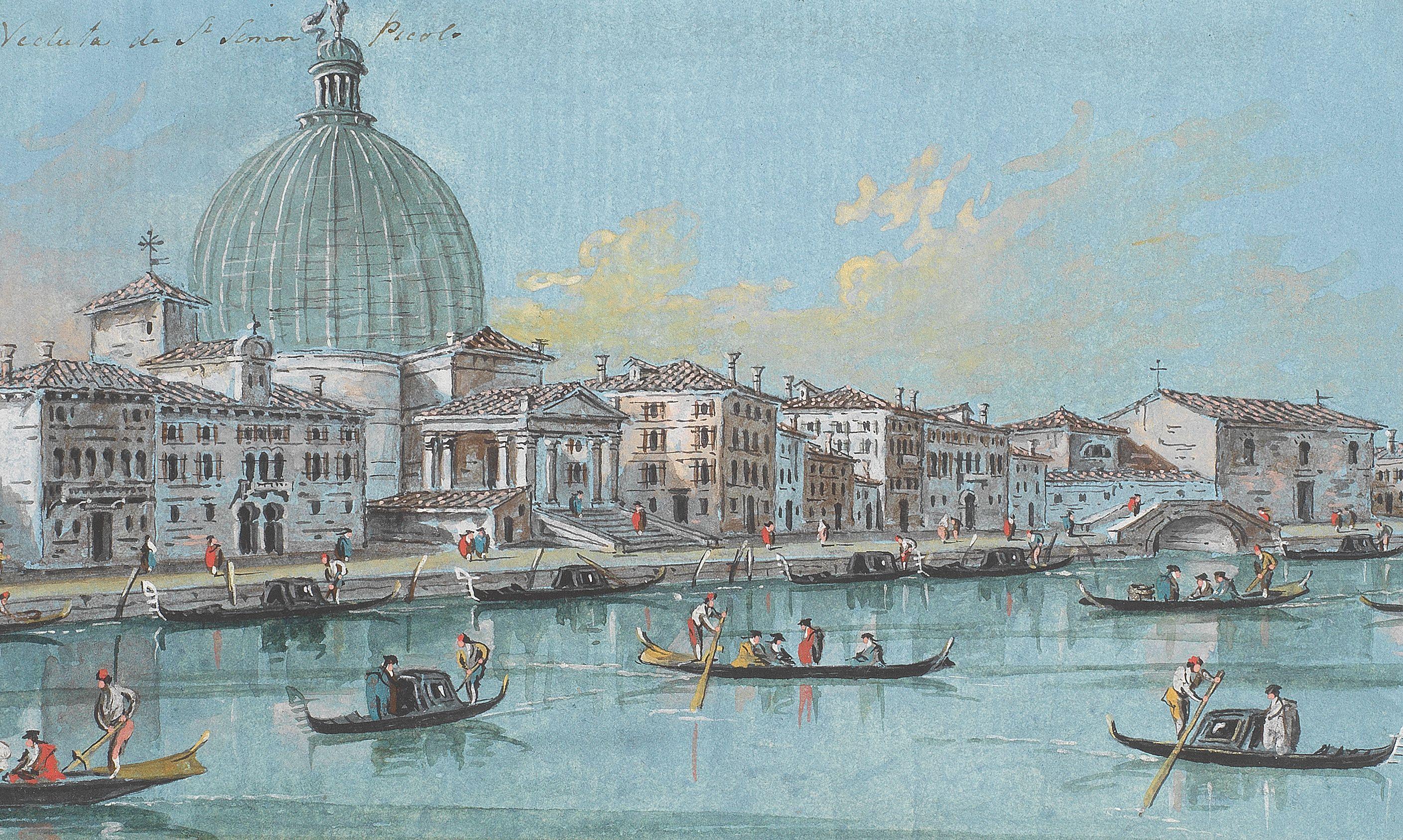 Giacomo Guardi - \'Veduta di S. Simon Picolo\'; \'Veduta della Cittella alla Zecca\'; and \'Veduta di S. Angelo\' (3)