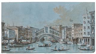 Giacomo Guardi - Venice, A View Of The Rialto Bridge