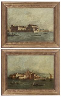 Giacomo Guardi - Venice, the Isola di San Lazzaro degli Armeni; Venice, the Isola di Sant\'Elena