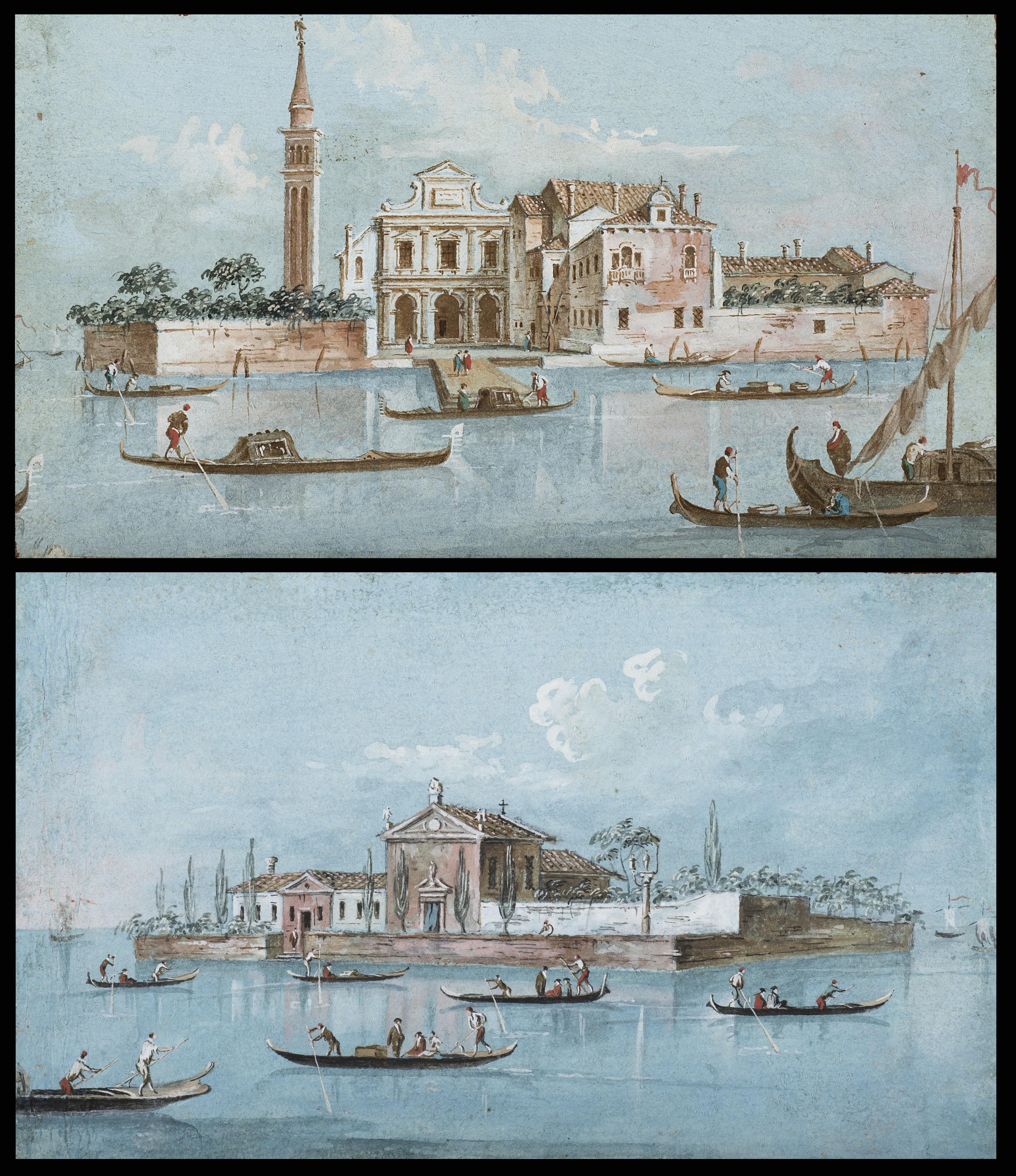 Giacomo Guardi - Venice, view of the Isola di Santo Spirito; Venice, view of the Isola della Beata Vergine del Rosario