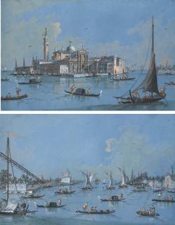 Giacomo Guardi - View of San Giorgio, Venice; And View of The Port of Venice