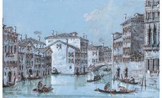 Giacomo Guardi - View of the canal by Ca\'Foscari, Venice