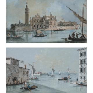 Giacomo Guardi - View Of The Isle Of San Spirito And View Of The Chandler\'S At San Gerolamo, Venice: A Pair