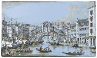 Giacomo Guardi - View Of The Ponte Di Rialto, Venice