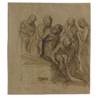 Giacomo Negretti - Recto: The Entombment; Verso: A Flying Angel And A Female Figure