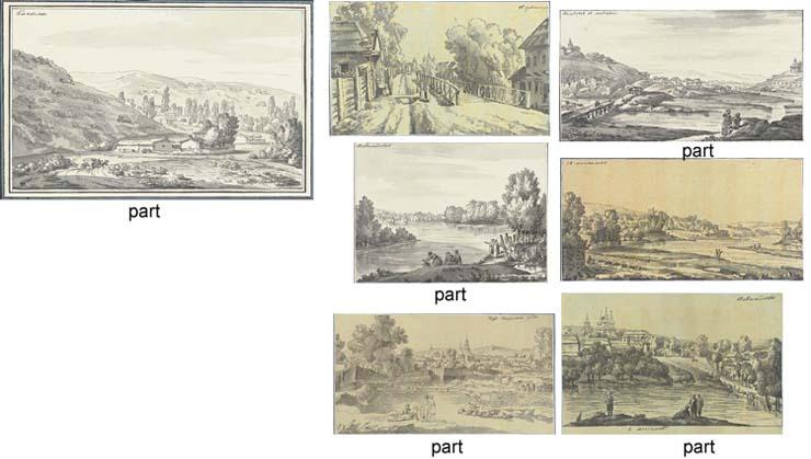 Giacomo Quarenghi - Eight views in Southern Russia: Kremenchug; Elizavetgrad; Mikhailovka seen across the river; A distant view of Mikhailovka; Mikhailovka with the river to the right; The river at Mikhailovka; Kishinev; and Kanyli