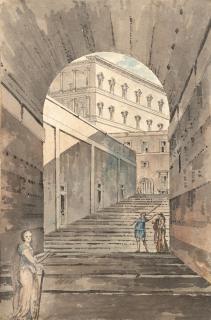Giacomo Quarenghi - Treppenflucht im Vatikan mit Blick auf eine Loggia