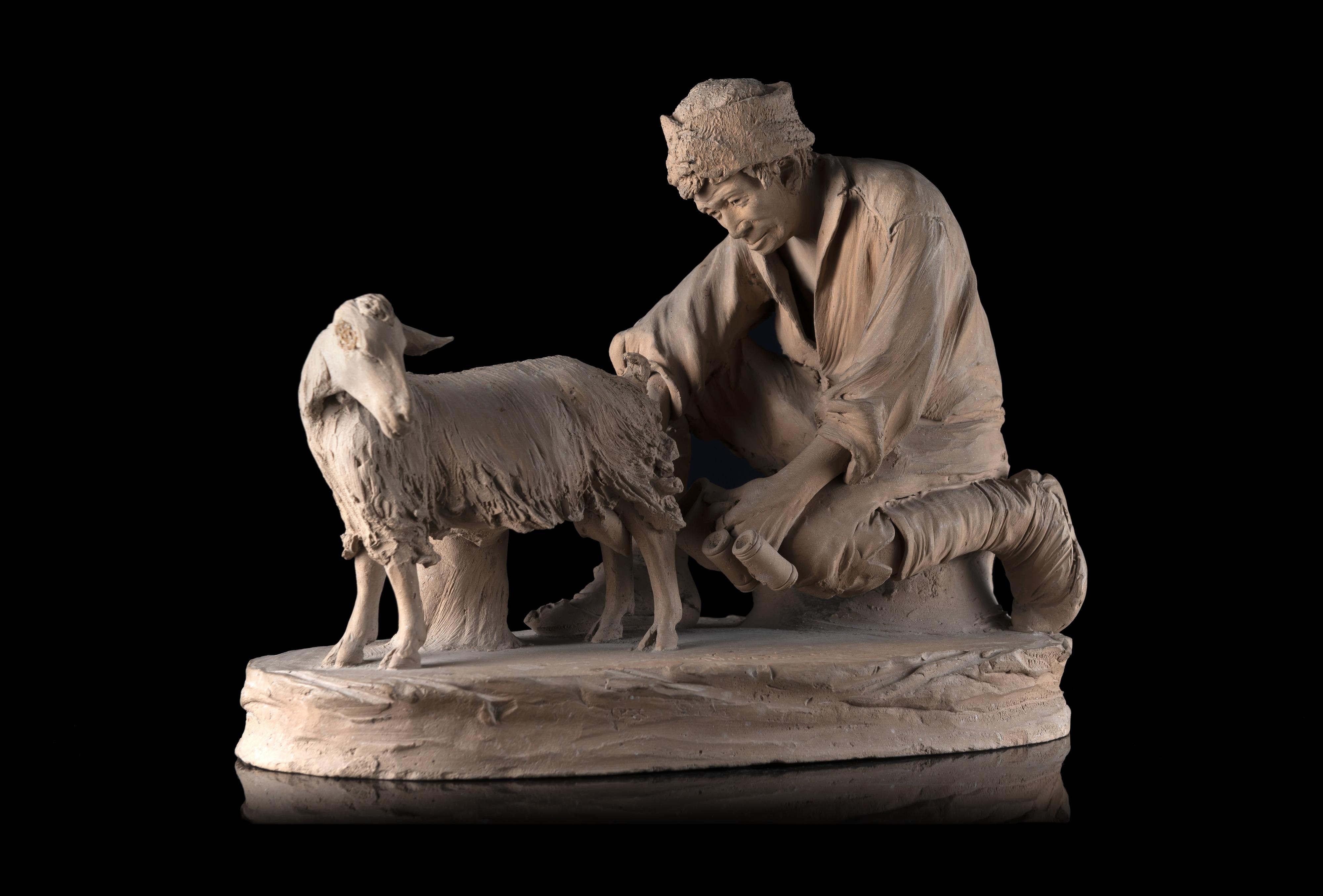 Giacomo Vaccaro - Pecoraio che munge pecora