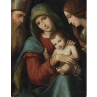 Gian Francesco Tura - Madonna And Child With A Bishop Saint And Saint Catherine Of Alexandria