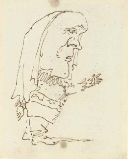 Gian Lorenzo Bernini - Caricature of a man pointing with his left arm