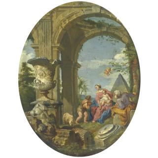 Gian Paolo Panini - Capriccio Con Sacra Famiglia