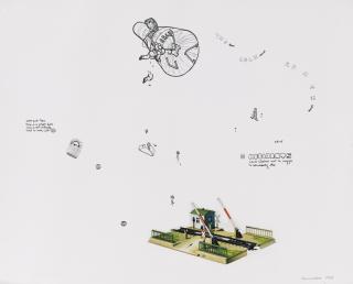 Gianfranco Baruchello - Senza Titolosigned And Dated 1968, Pencil, Ink And Collage On Cardboard