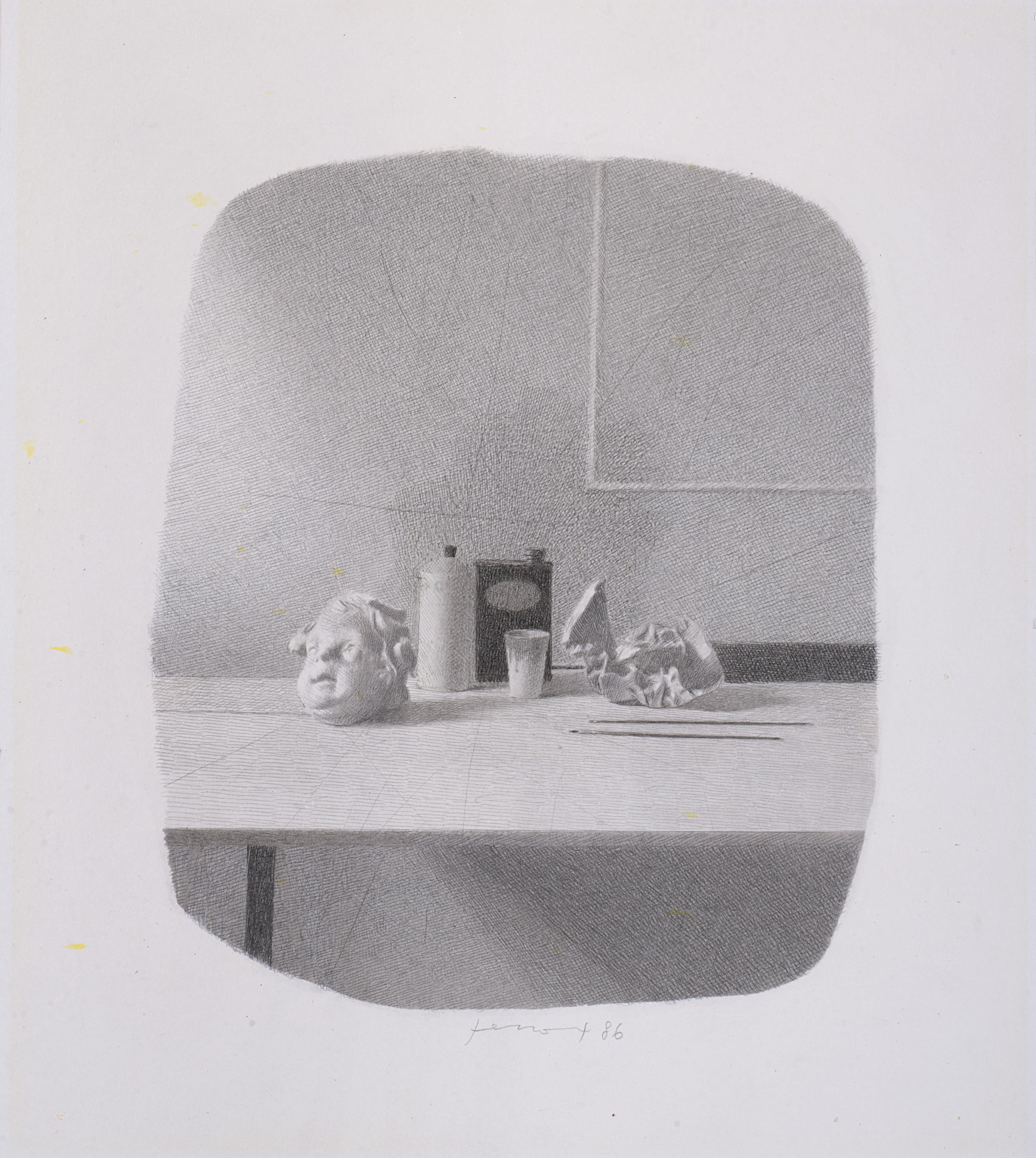 Gianfranco Ferroni - Natura morta con testa di putto