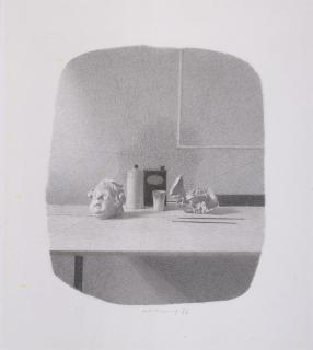 Gianfranco Ferroni - Natura morta con testa di putto