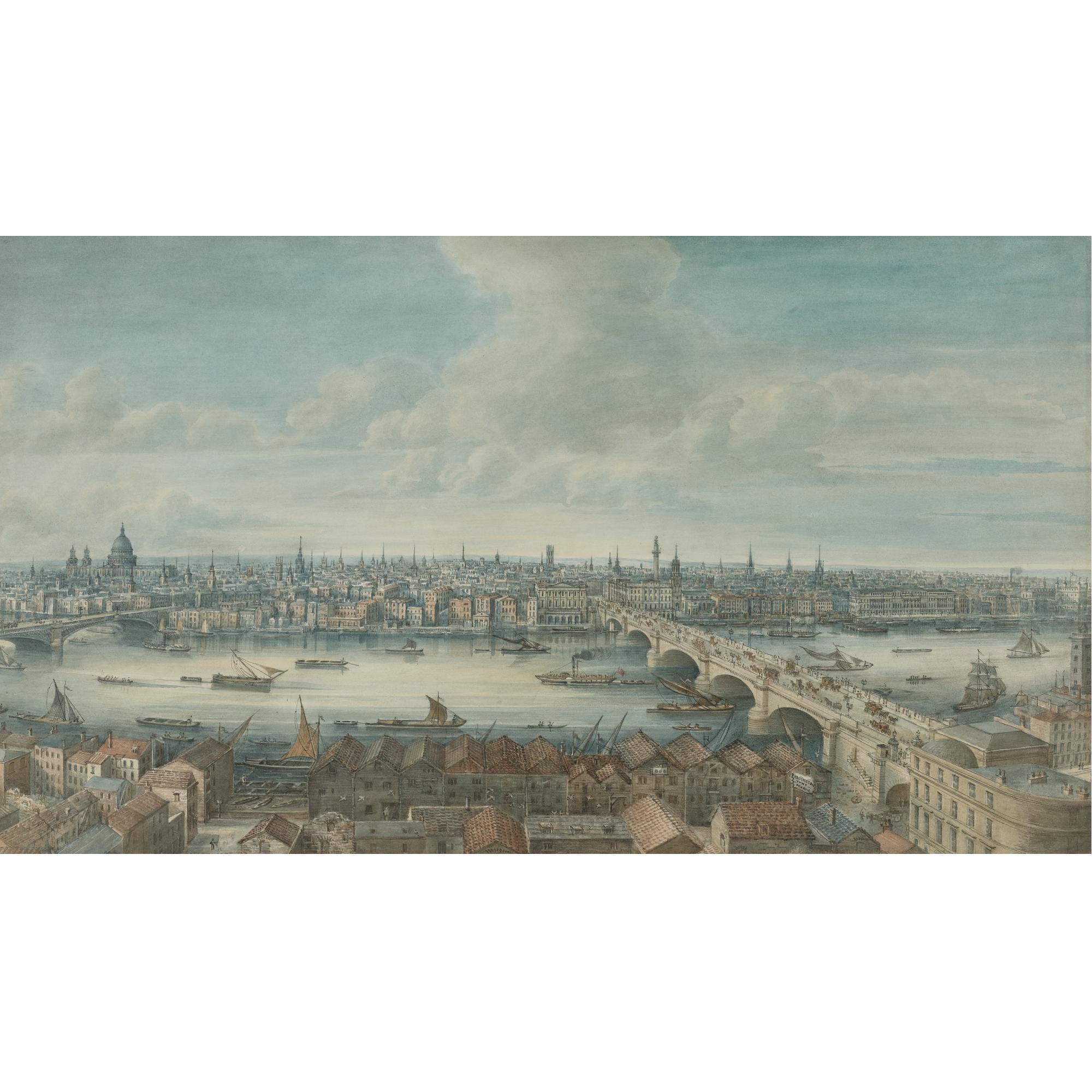 Gideon Yates - View Of The River Thames With Blackfriars  Bridge, St. Paul\'S, London Bridge And The Monument