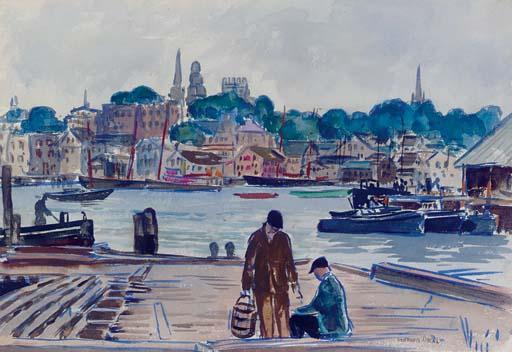 Gifford Beal - Fishermen on the Dock, East Gloucester
