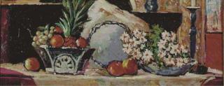 Gifford Beal - Still life of fruit on a dining room table