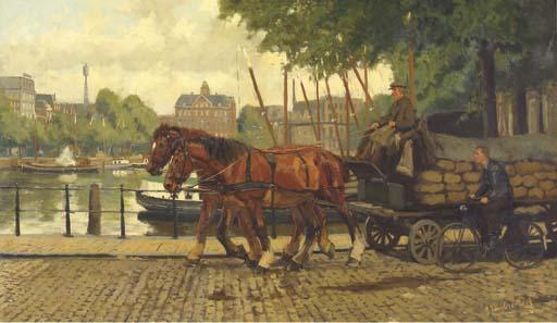 Gijsbertus Johannes Van Overbeek - On the quay of the Nieuwe Haven, Rotterdam