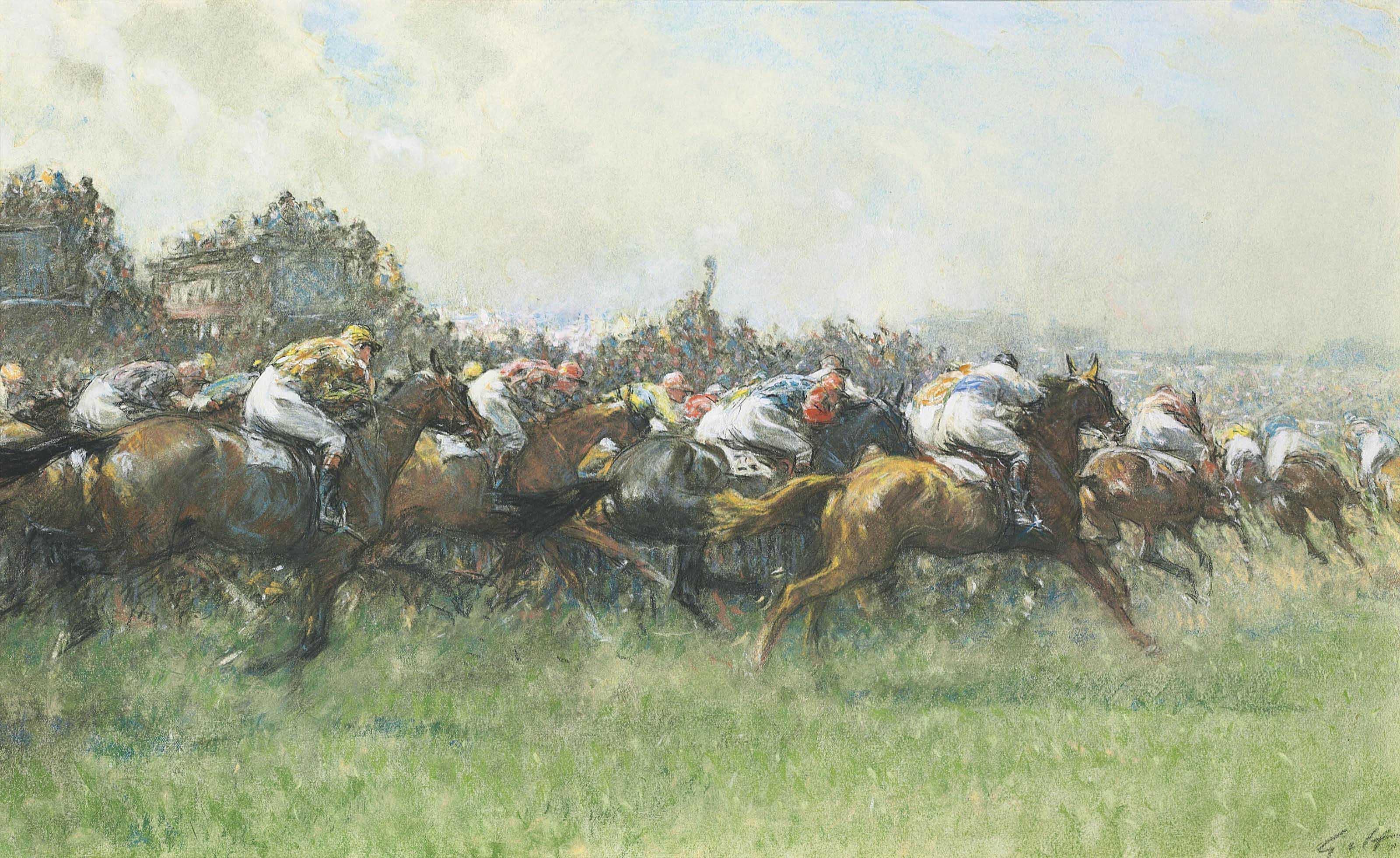 Gilbert Joseph Holiday - Tattenham Corner, The Epsom Derby