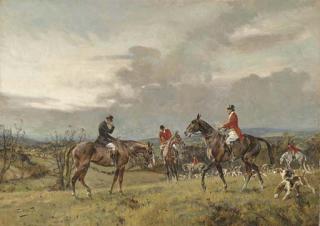 Gilbert Scott Wright - Huntsman and hounds in an extensive landscape