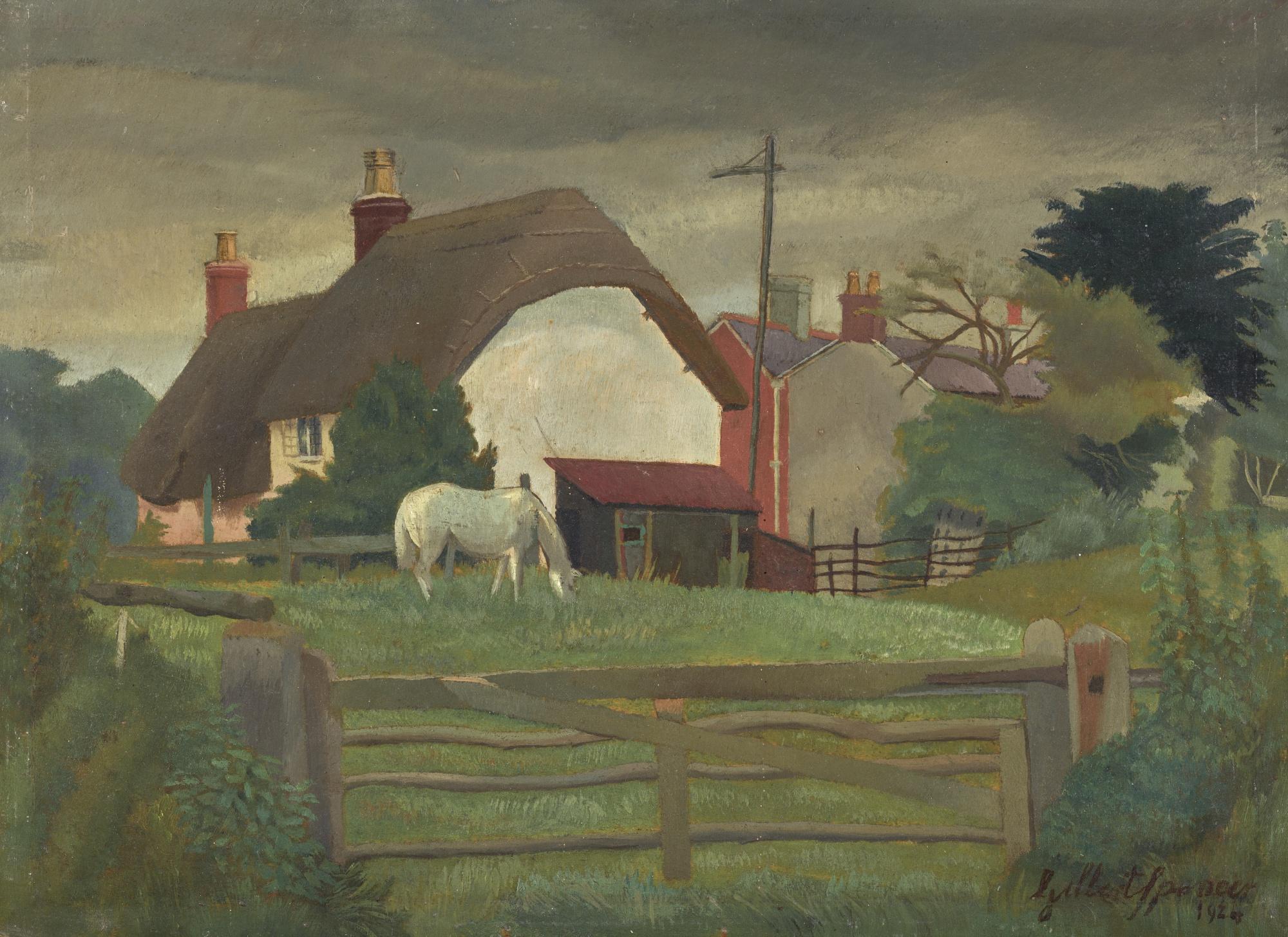 Gilbert Spencer, R.A. - Horse Grazing Near Stourpaine