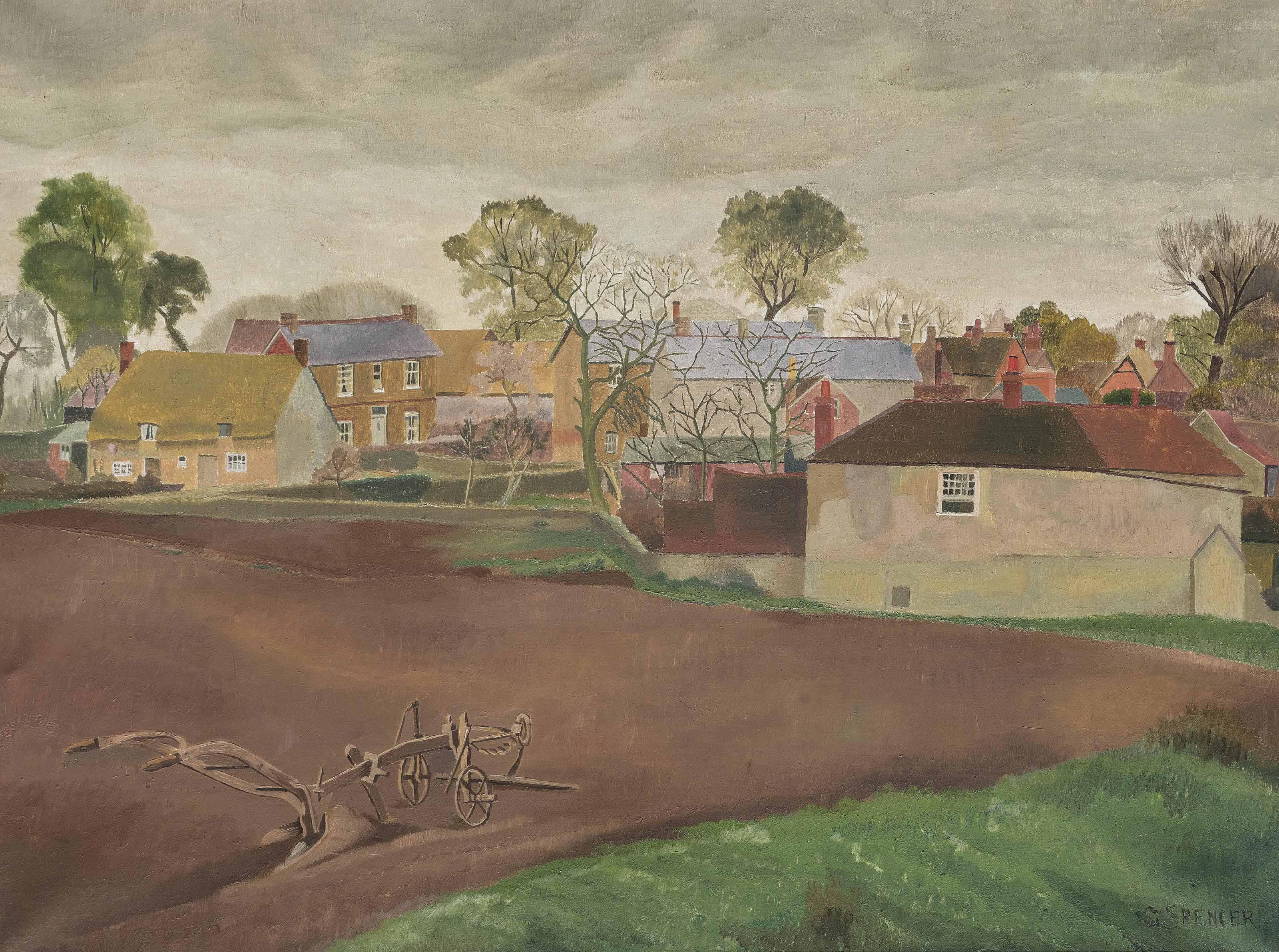 Gilbert Spencer, R.A. - Ploughed Land, Garsington