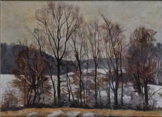 Gilbert Spencer, R.A. - Winter Scene At Upper Basildon