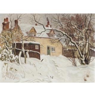 Gilbert Spencer - Cottage In A Snowy Landscape