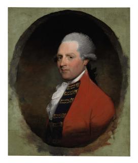 Gilbert Stuart - Portrait of General Richard Grenville, bust-length, in red coat, in a painted oval