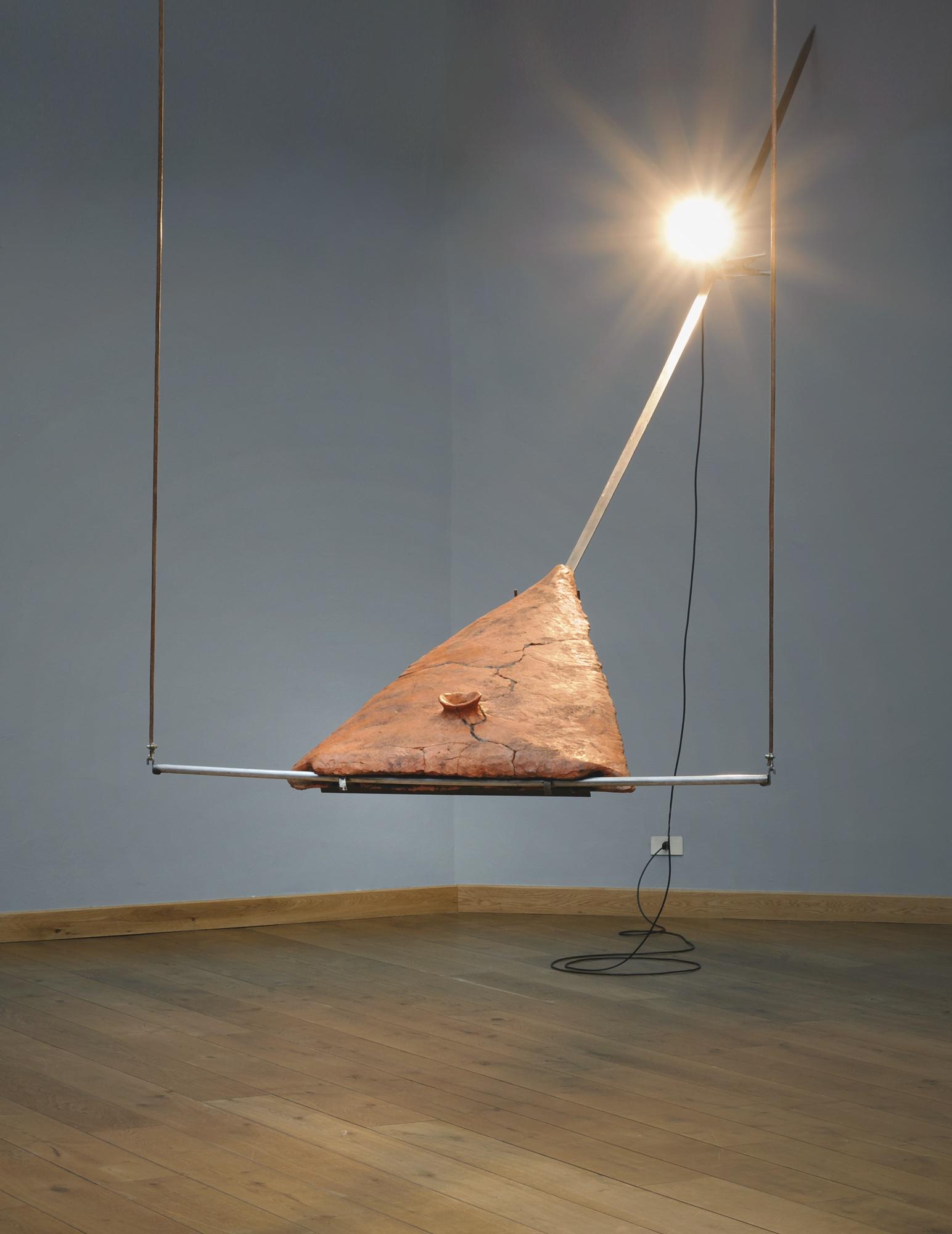 Gilberto Zorio - Scultura Per Purificare Le Paroleclay, Iron, Alcohol, Leather And Lamp, Executed In 1979