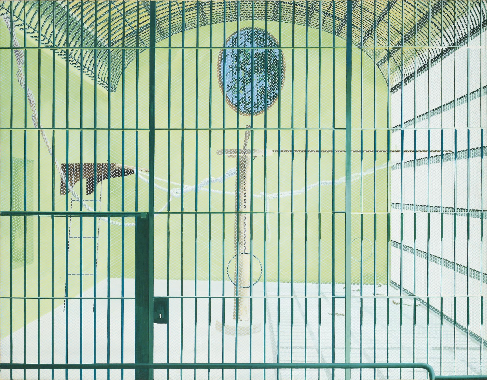 Gilles Aillaud - Cage Videsigned On The Back; Oil On Canvas. Executed In 1971.