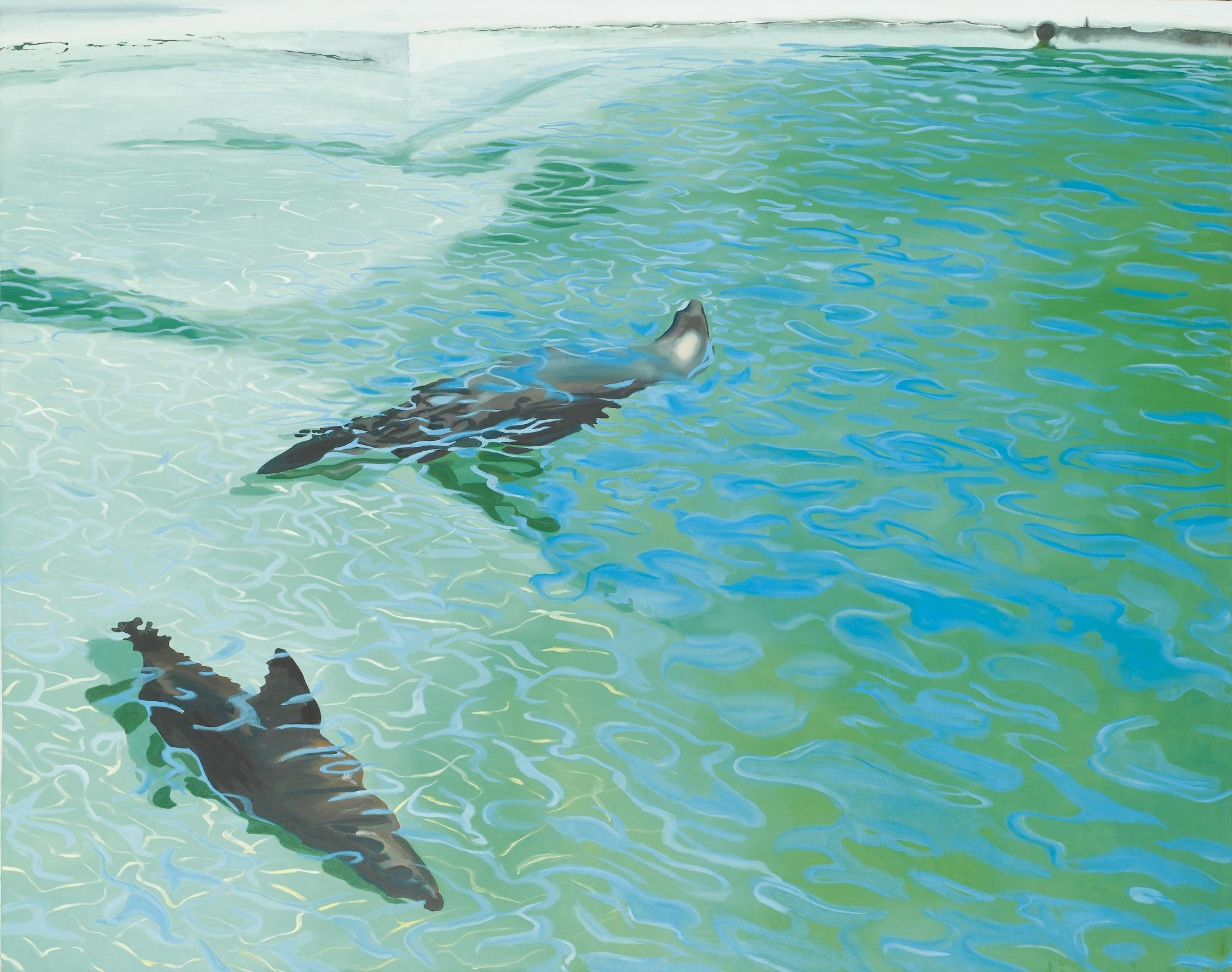 Gilles Aillaud - Piscine Et Deux Otariessigned And Dated 76 On The Back; Oil On Canvas.