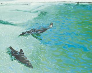 Gilles Aillaud - Piscine Et Deux Otariessigned And Dated 76 On The Back; Oil On Canvas.