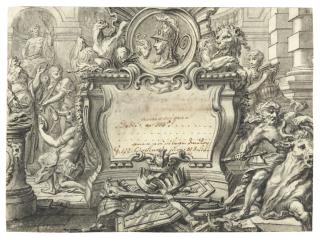 Gilles Marie Oppenort - Two Designs For Frontispieces With Classical Themes