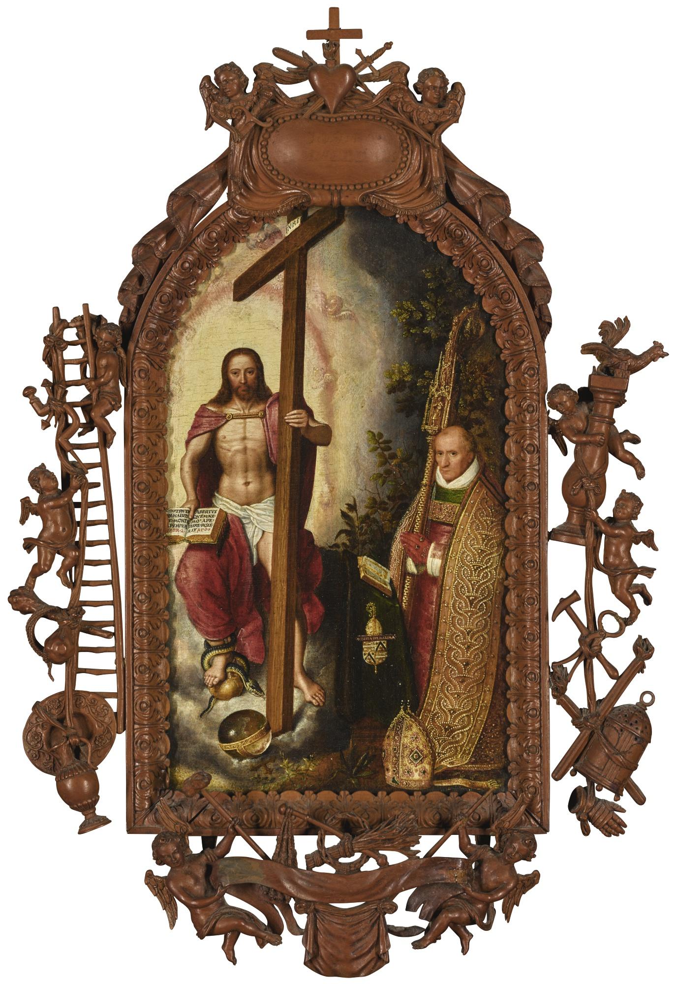 Gillis Claeissens - Christ The Saviour Adored By Abbot Robert Holman