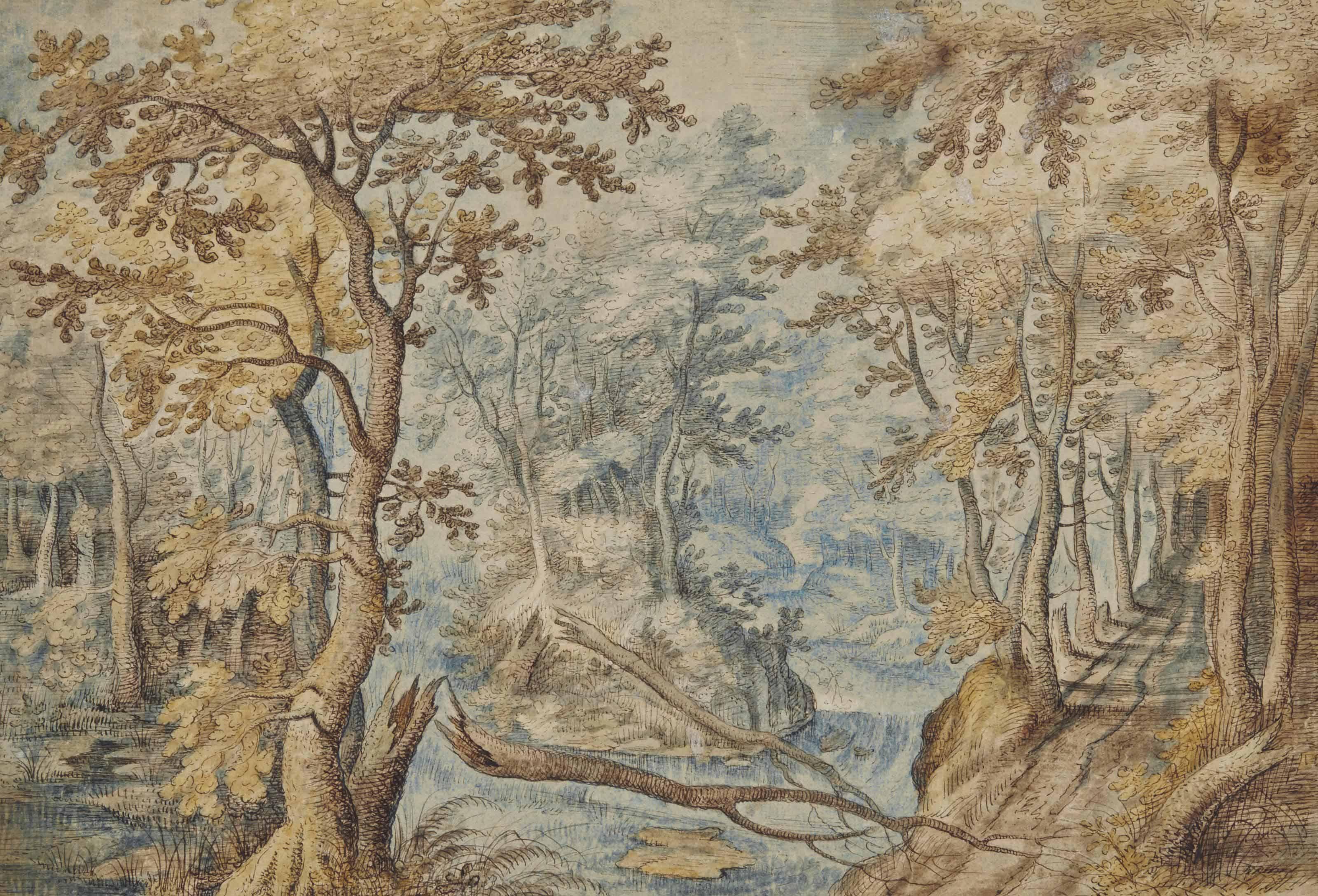 Gillis Claesz Hondecoeter - Paysage Boisé