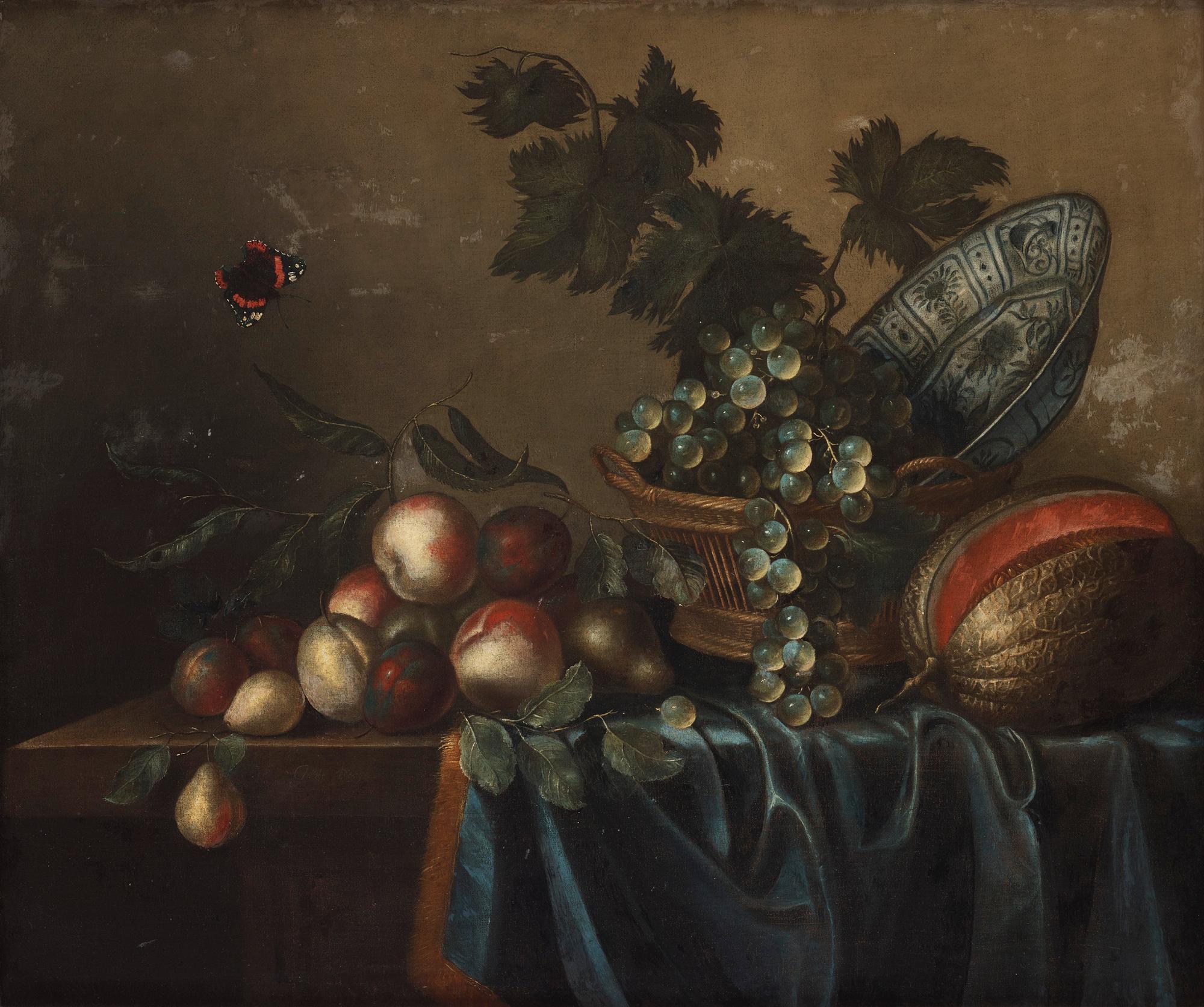 Gillis Gillisz. de Bergh - Still Life with Fruits and Butterfly.