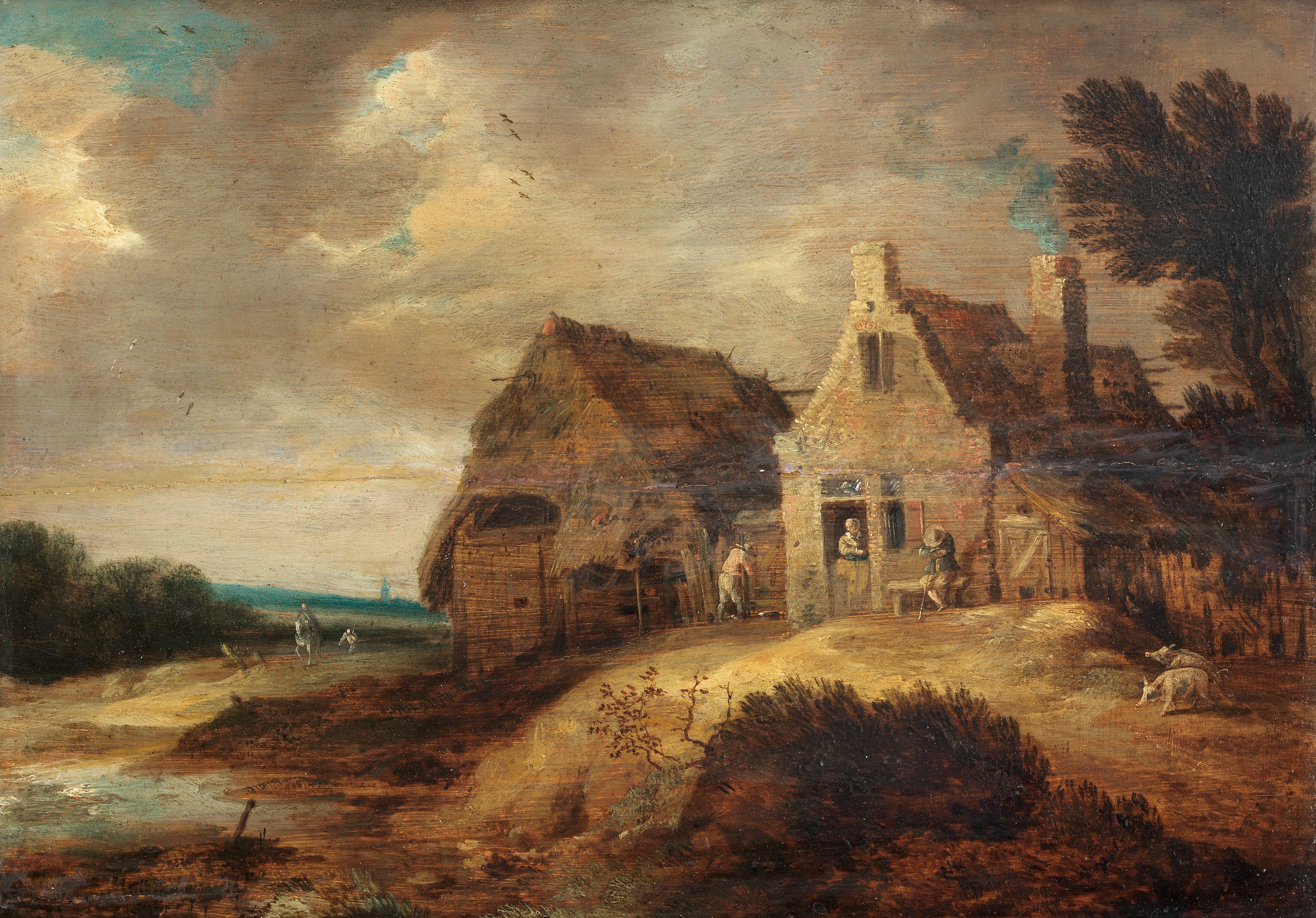 Gillis Peeters I - A River landscape with figures before a cottage