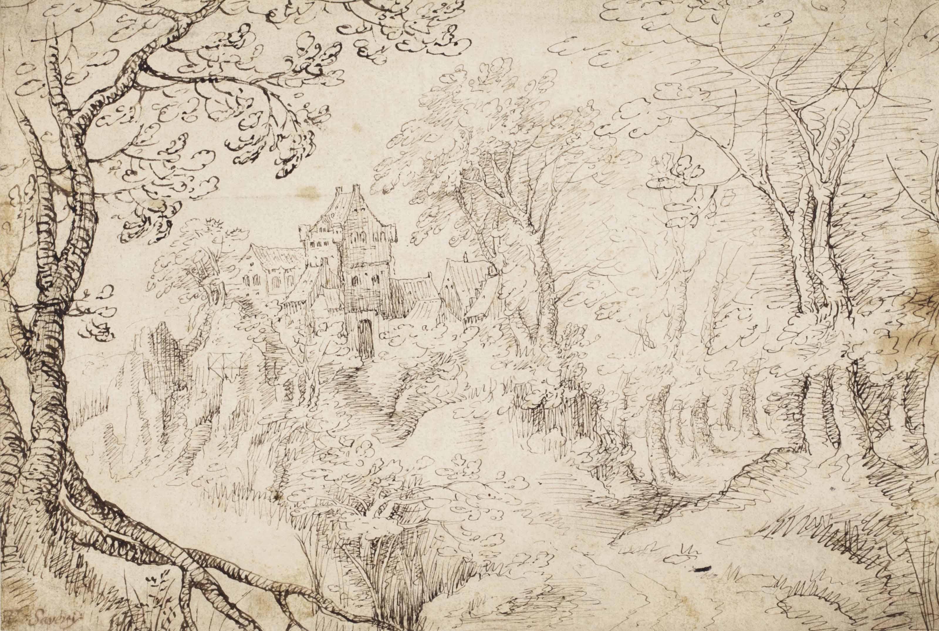 Gillis Van Coninxloo Ii - A wooded landscape with a castle