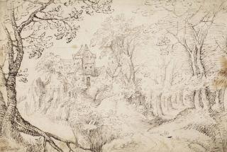 Gillis Van Coninxloo Ii - A wooded landscape with a castle