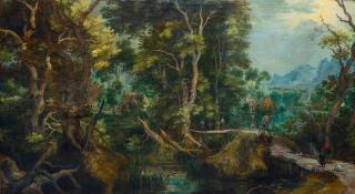 Gillis van Coninxloo III. - Weite Waldlandschaft mit Figurenstaffage.