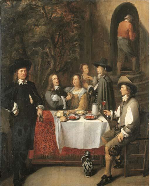 Gillis van Tilborch - Elegant company at a table on a terrace
