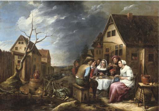 Gillis van Tilborgh - Peasants Eating And Drinking Before An Inn