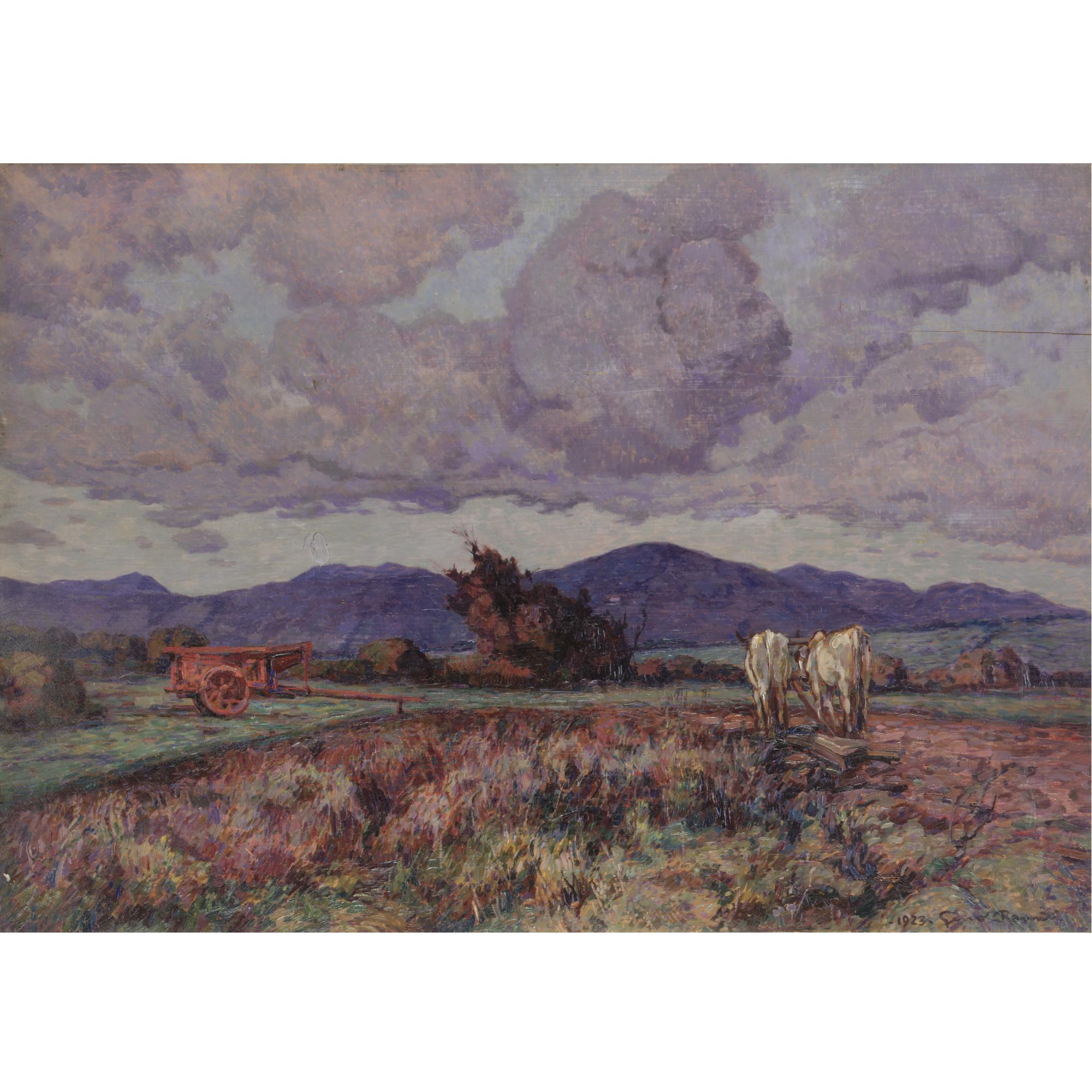 Gino Romiti - Paesaggio Con Carretto E Buoi